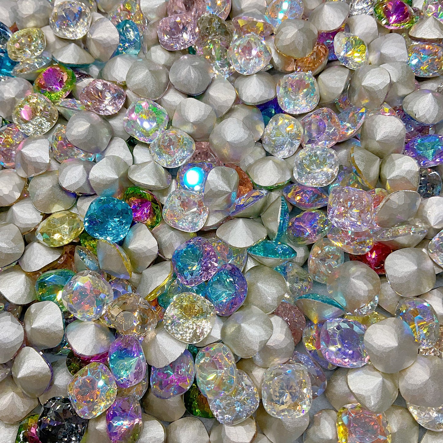 10mm Square Mixed Colors Bird Nest Cut Pointed Back K9 Crystal Nail&DIY Gems