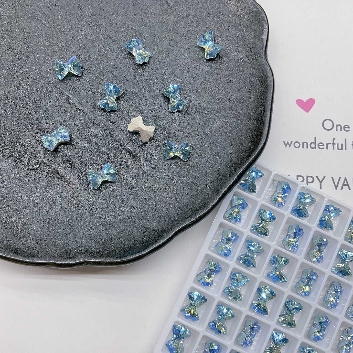 8*12mm Bow High Quality K9 Crystal Pointed Back Nail Rhinestone DIY Gems