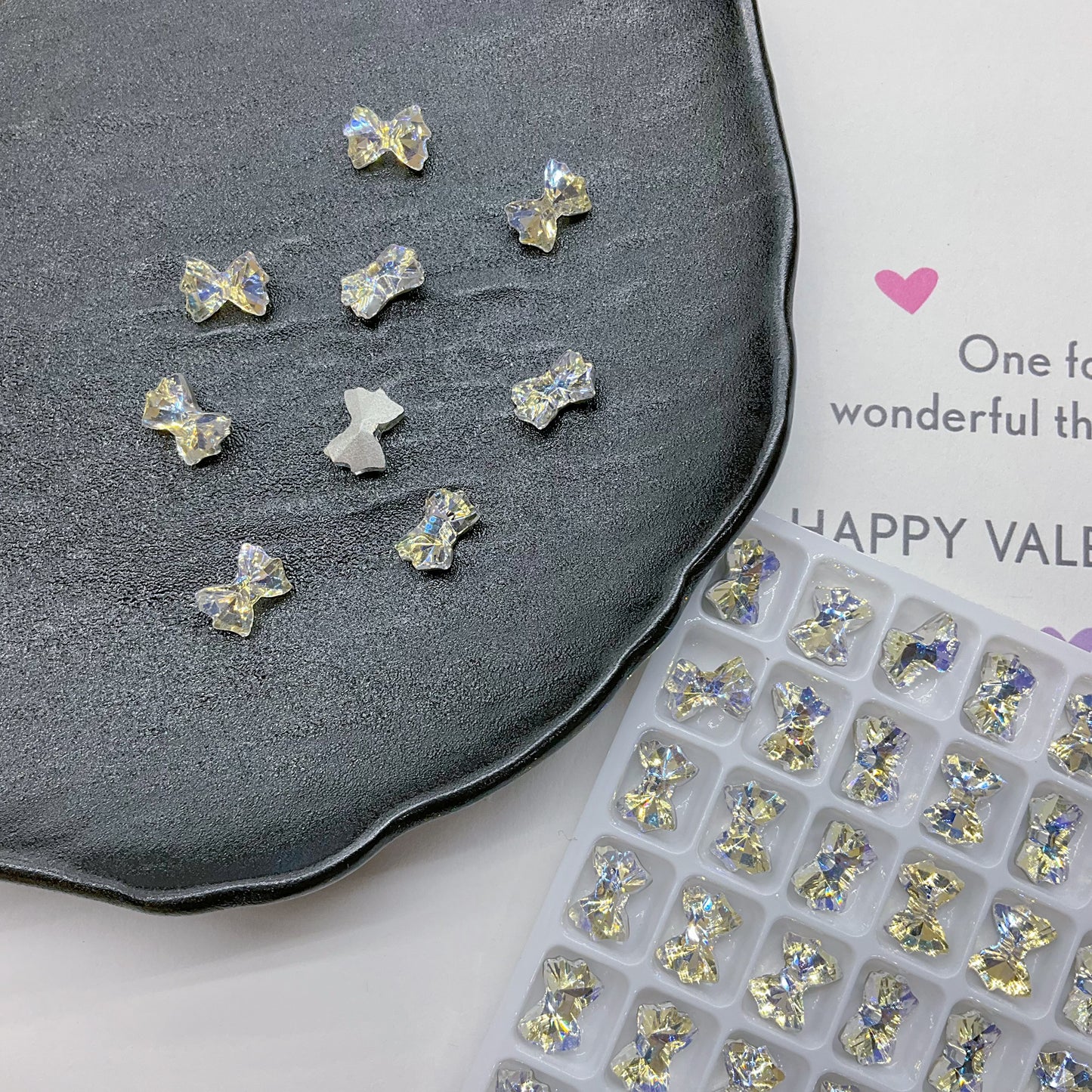 8*12mm Bow High Quality K9 Crystal Pointed Back Nail Rhinestone DIY Gems
