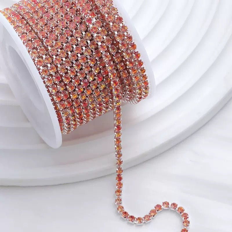 10 Yards Mocha Glass Rhinestone Chain