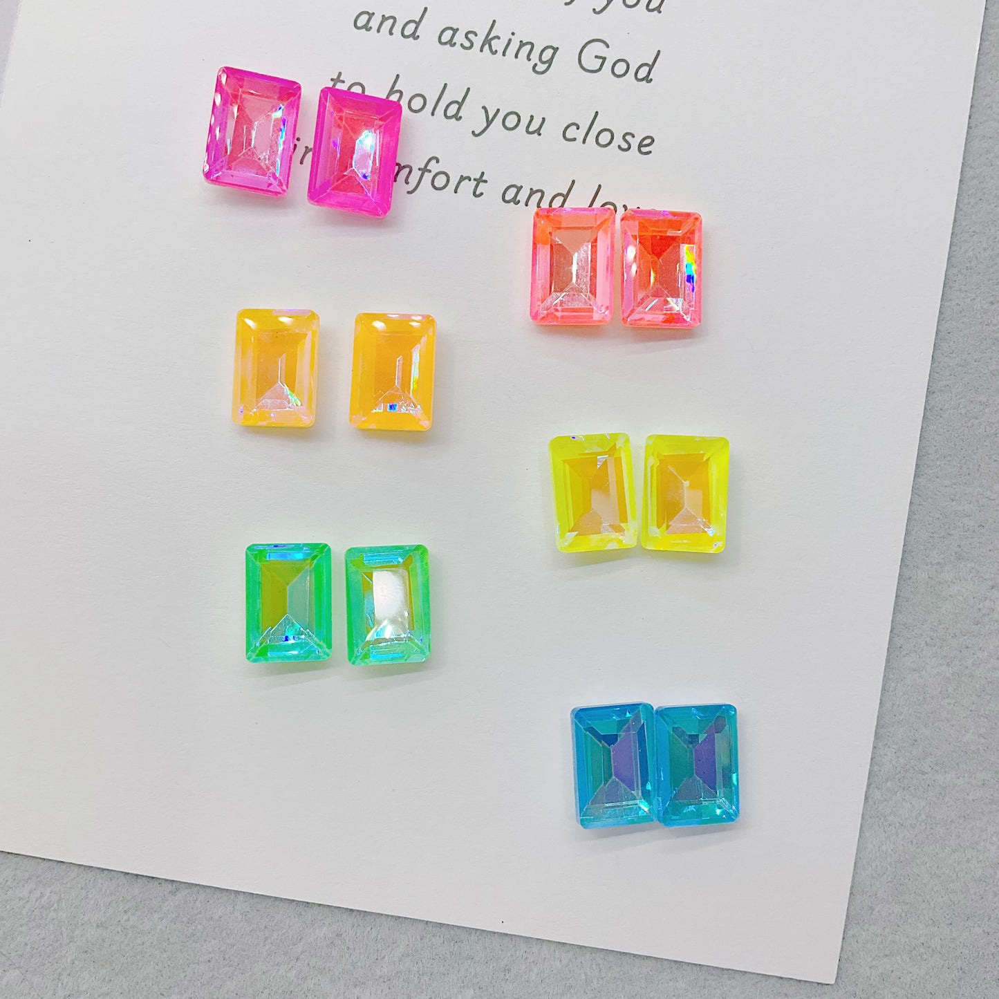 10*14mm Rectangle Neon Series Pointed Back Nail&DIY Glass Rhinestone