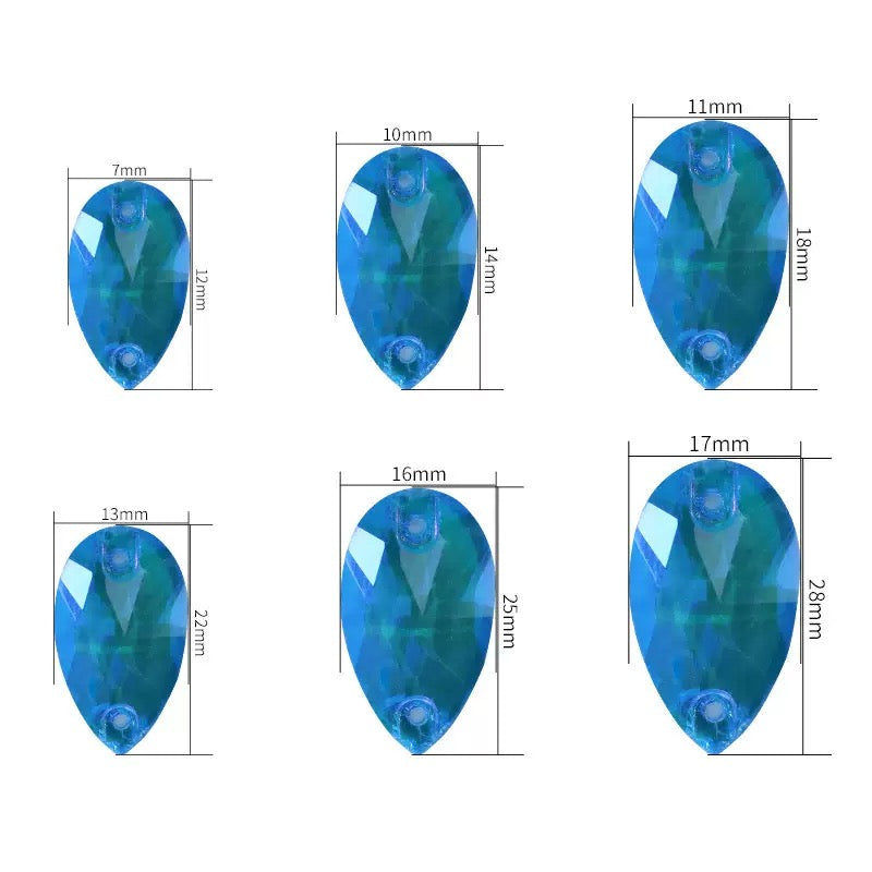 Pear Shape Neon Sew-On Glass Rhinestone