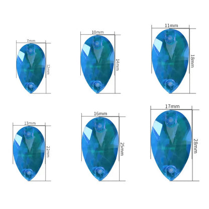 Pear Shape Neon Sew-On Glass Rhinestone