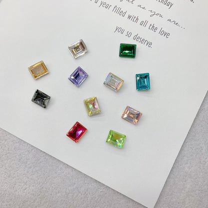 8*10mm Rectangle Mixed Colors Pointed Back Nail Glass Rhinestone