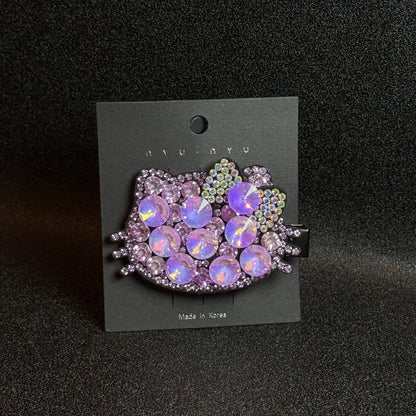 HK Hair Clips Cat with Bows K9 Crystal