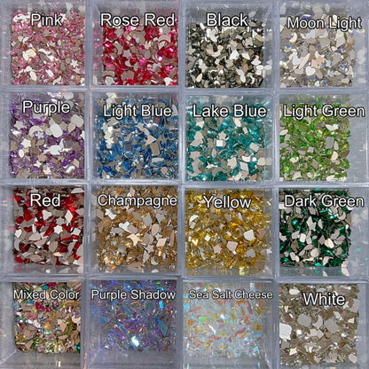 100PCS Flat Back Nail Diamonds Sparkling Glass Rhinestones DIY Decorations Mixed Shapes