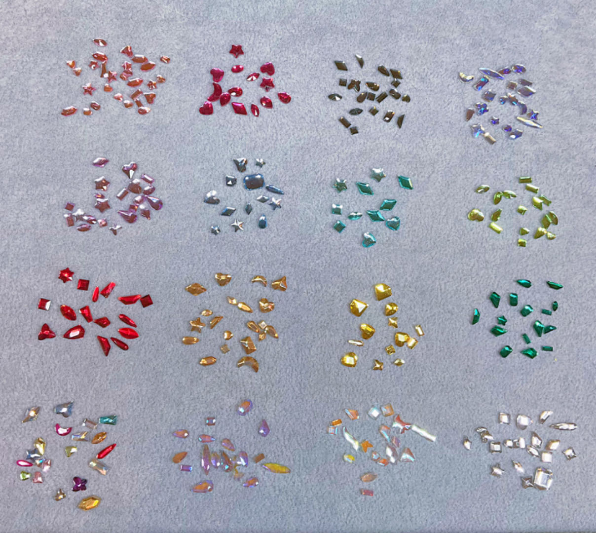 100PCS Flat Back Nail Diamonds Sparkling Glass Rhinestones DIY Decorations Mixed Shapes