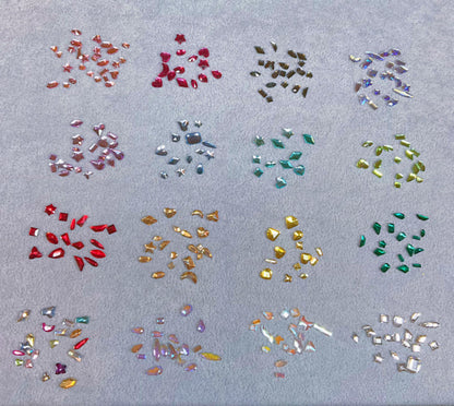 100PCS Flat Back Nail Diamonds Sparkling Glass Rhinestones DIY Decorations Mixed Shapes