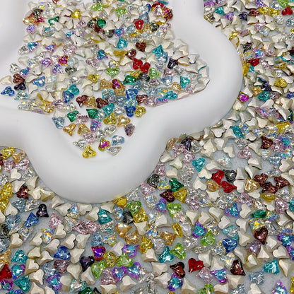 8*9mm Sweet Heart Mixed Colors Pointed Back Nail Glass Rhinestone