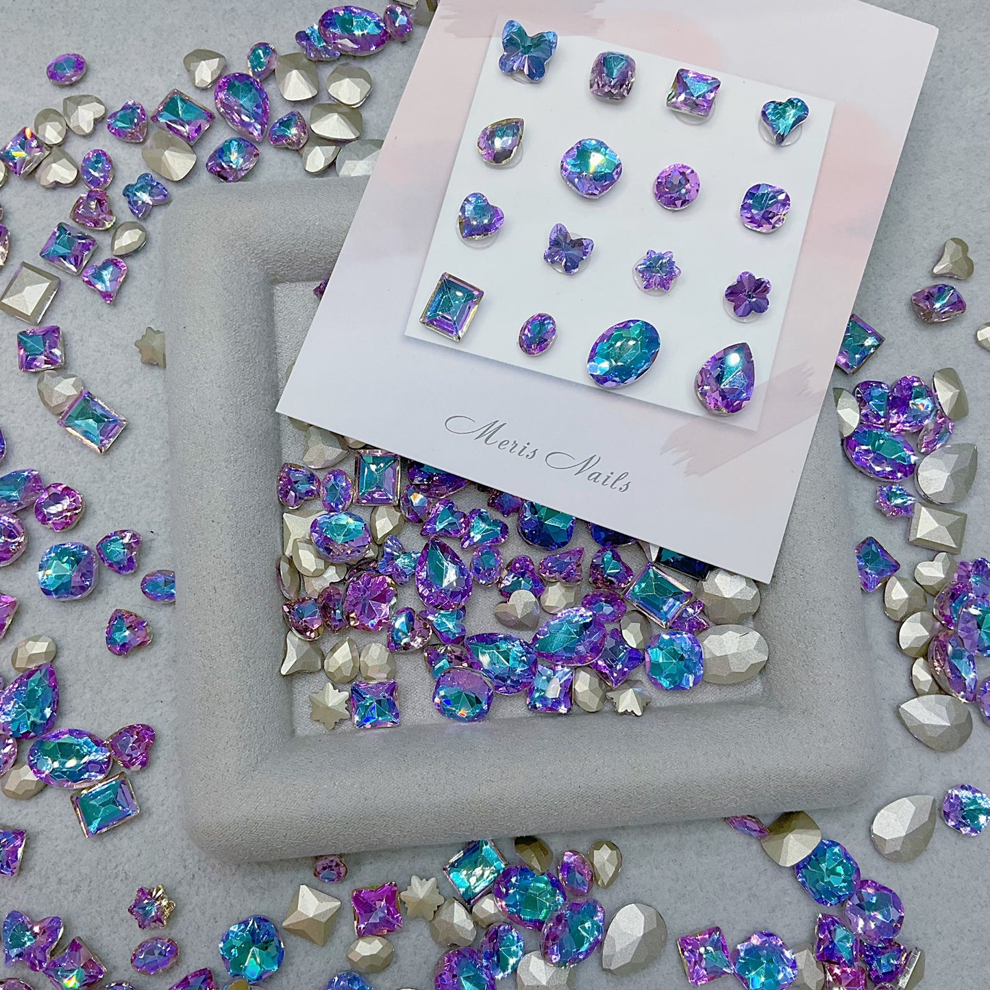 Purple-Blue K9 Crystal Pointed Back Glass Rhinestone Mixed Shapes Nail Gems