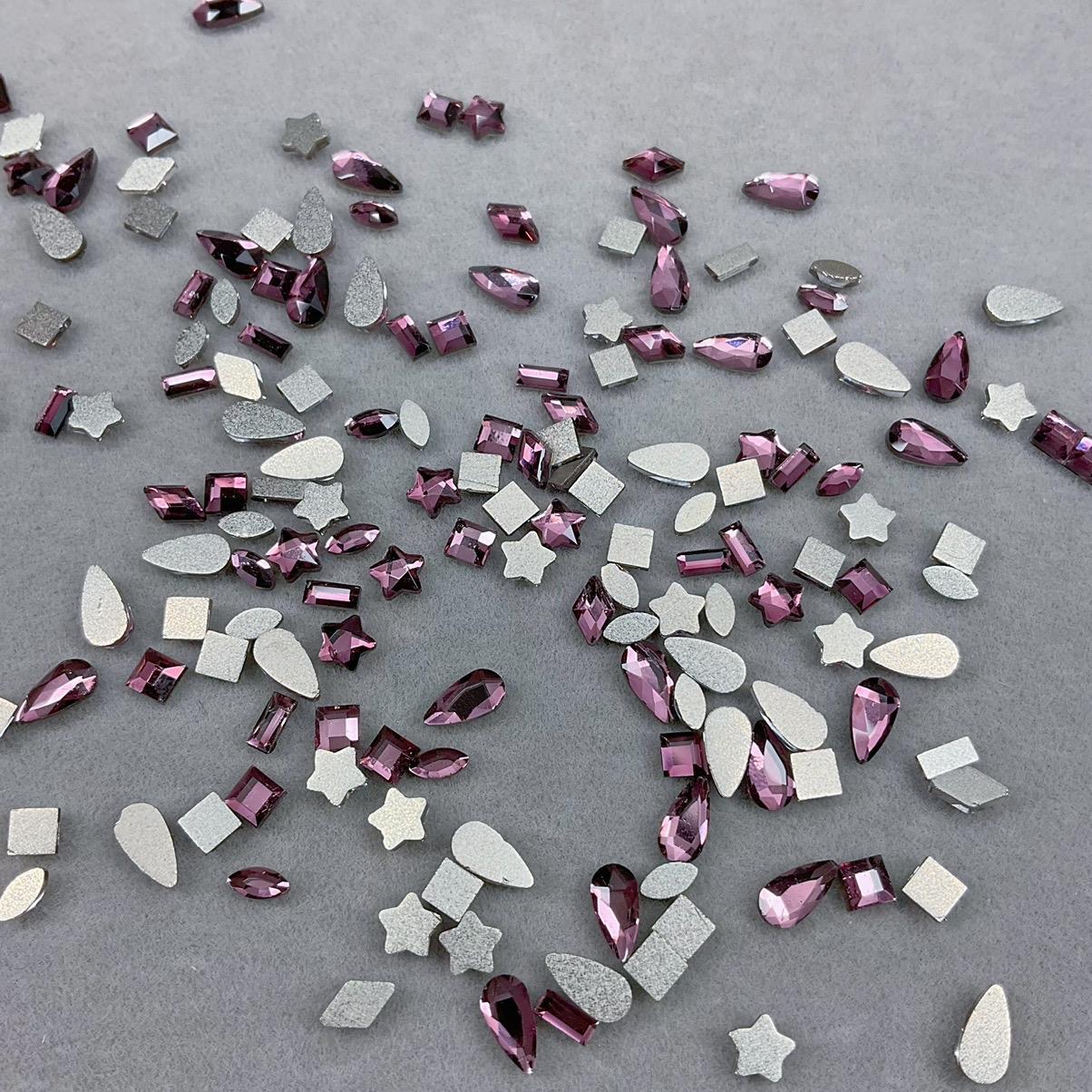 100PCS Flat Back Nail Diamonds Sparkling Glass Rhinestones DIY Decorations Mixed Shapes