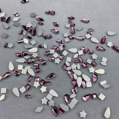 100PCS Flat Back Nail Diamonds Sparkling Glass Rhinestones DIY Decorations Mixed Shapes