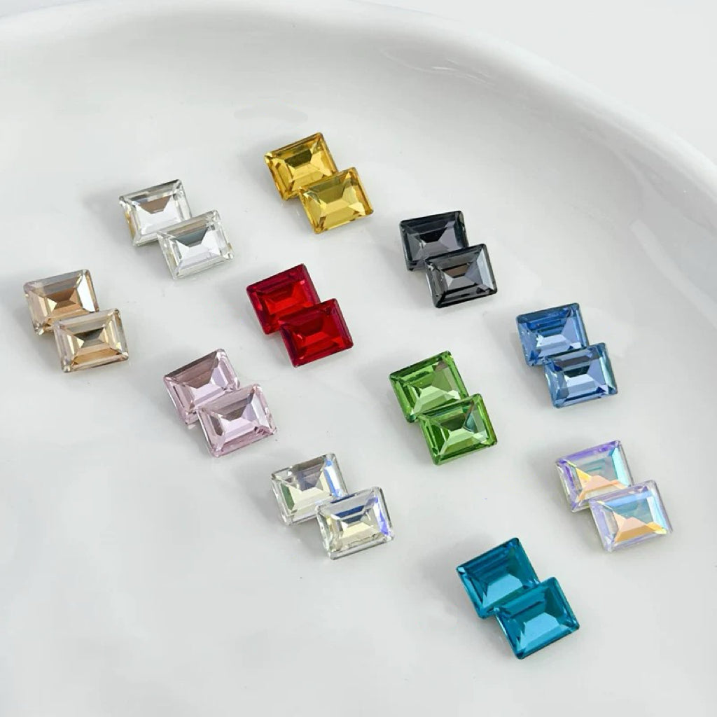 8*10mm Rectangle Mixed Colors Pointed Back Nail Glass Rhinestone