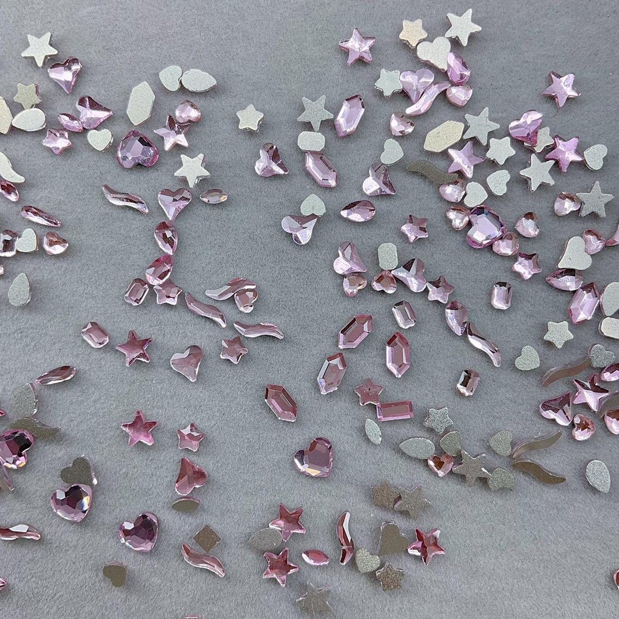 100PCS Flat Back Nail Diamonds Sparkling Glass Rhinestones DIY Decorations Mixed Shapes