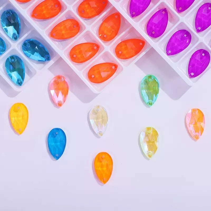 Pear Shape Neon Sew-On Glass Rhinestone