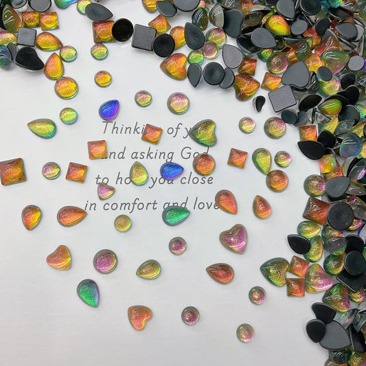 Aurora Flat Back K9 Crystal Glitter Inside Mixed Shape High Quality