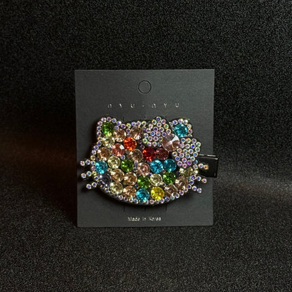 HK Hair Clips Cat with Bows K9 Crystal