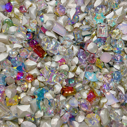 6-14mm AB Coated Mix High Quality Pointed&Foiled Back K9 Crystal