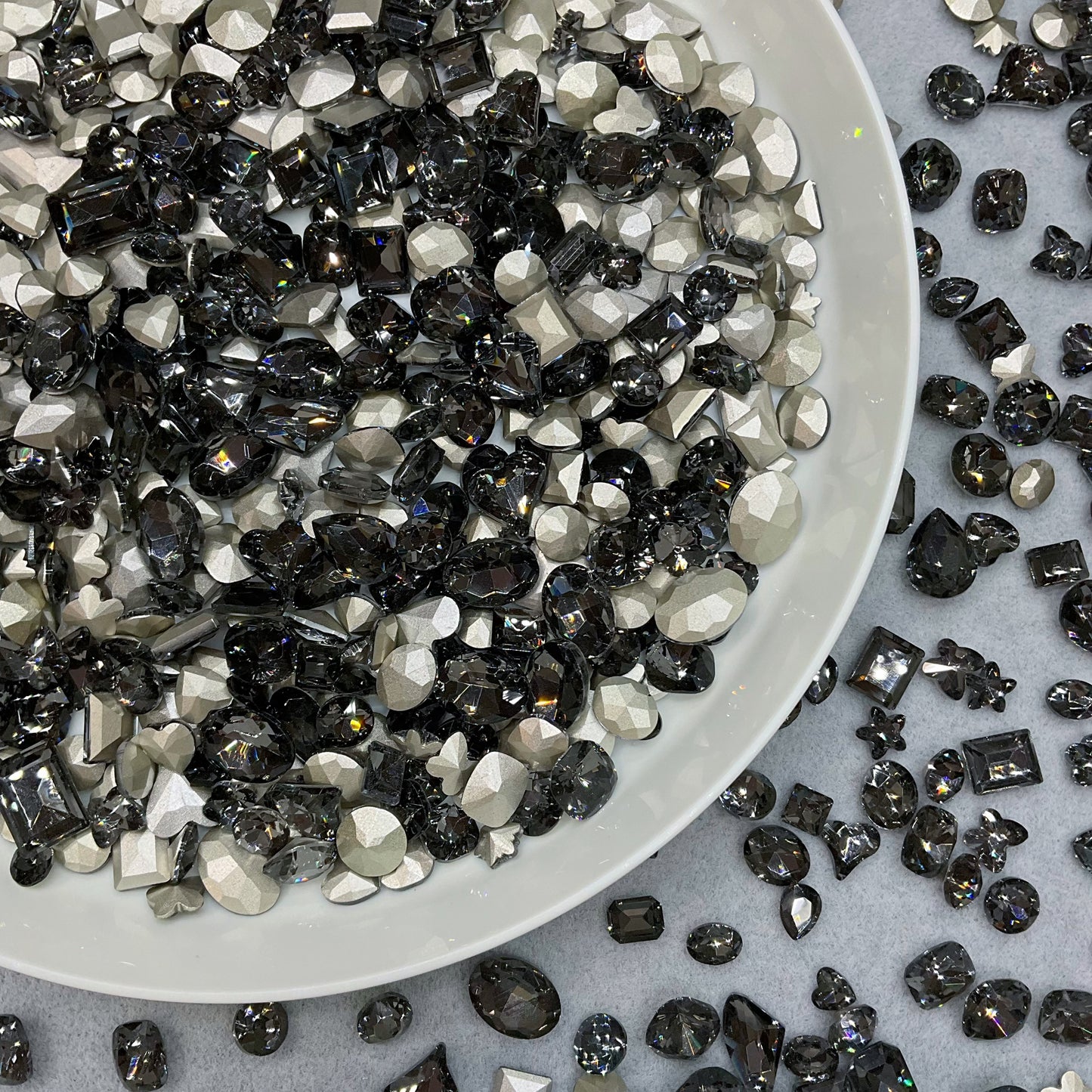 Black Mix K9 Crystal Pointed Back Glass Rhinestone Mixed Shapes Nail Gems