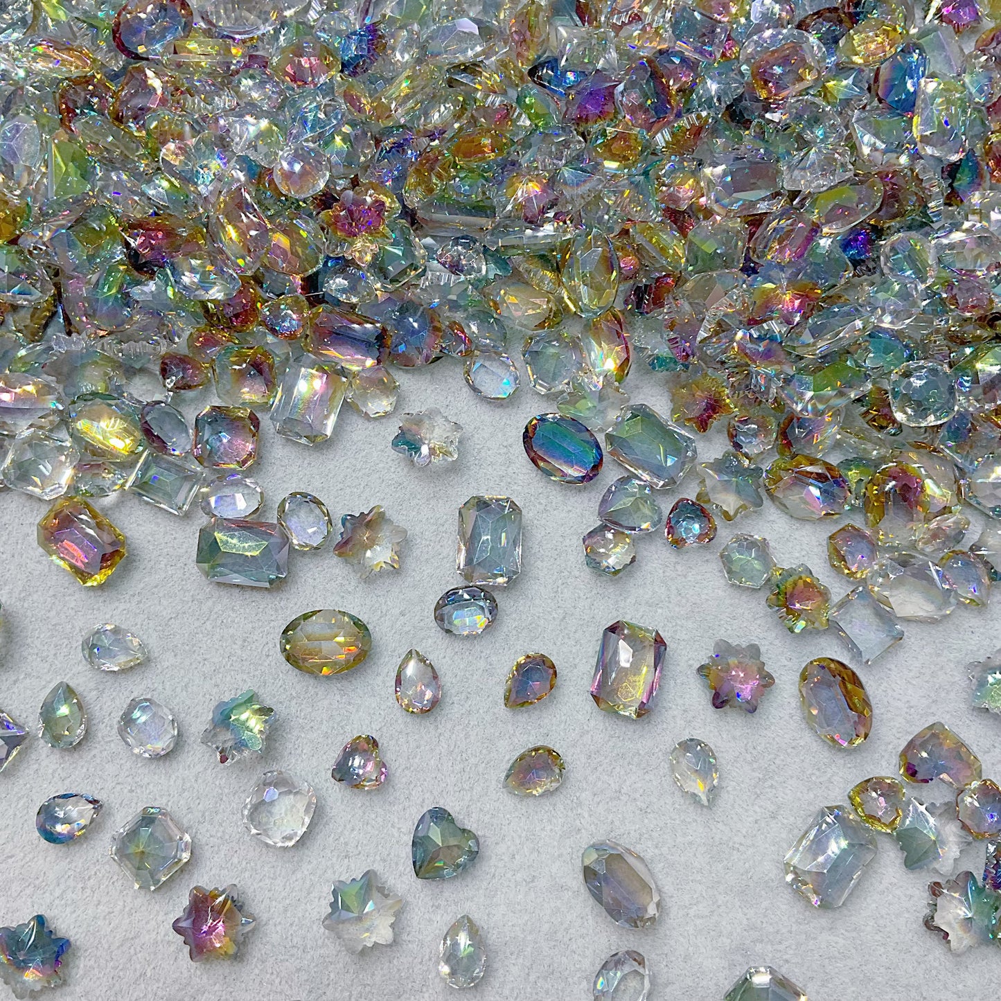 Dark Rainbow K9 Crystal Pointed Back Unfoiled Mix Shape Nail&DIY Rhinestone