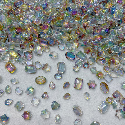 Dark Rainbow K9 Crystal Pointed Back Unfoiled Mix Shape Nail&DIY Rhinestone