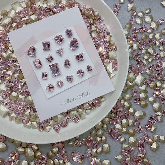 Pink Mix K9 Crystal Pointed Back Glass Rhinestone Mixed Shapes Nail Gems