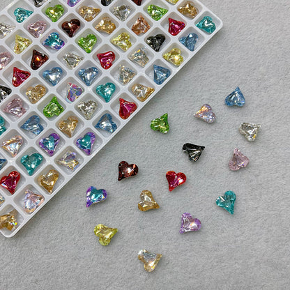 8*9mm Sweet Heart Mixed Colors Pointed Back Nail Glass Rhinestone
