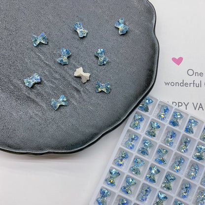 8*12mm Bow High Quality K9 Crystal Pointed Back Nail Rhinestone DIY Gems