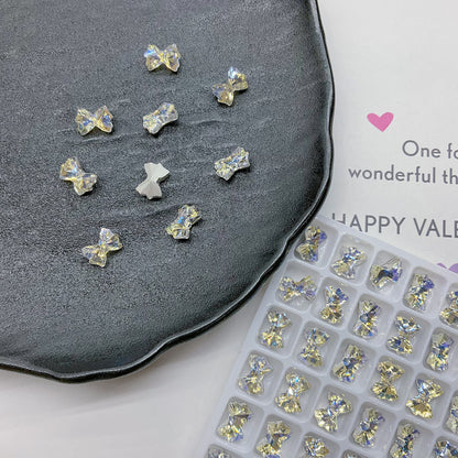 8*12mm Bow High Quality K9 Crystal Pointed Back Nail Rhinestone DIY Gems