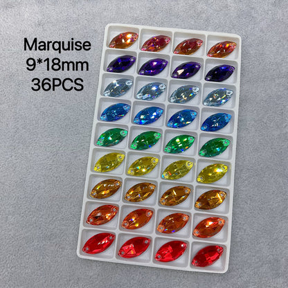 High Quality Sew-On K9 Crystal Mixed Colors