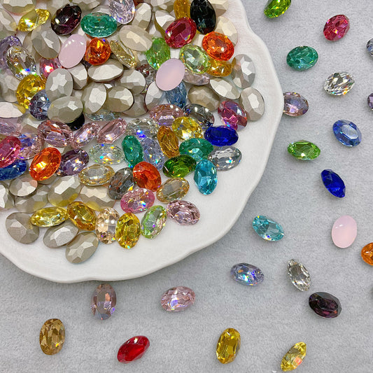 10*14mm Oval Original Color Pointed Back K9 Crystal Nail&DIY Gems