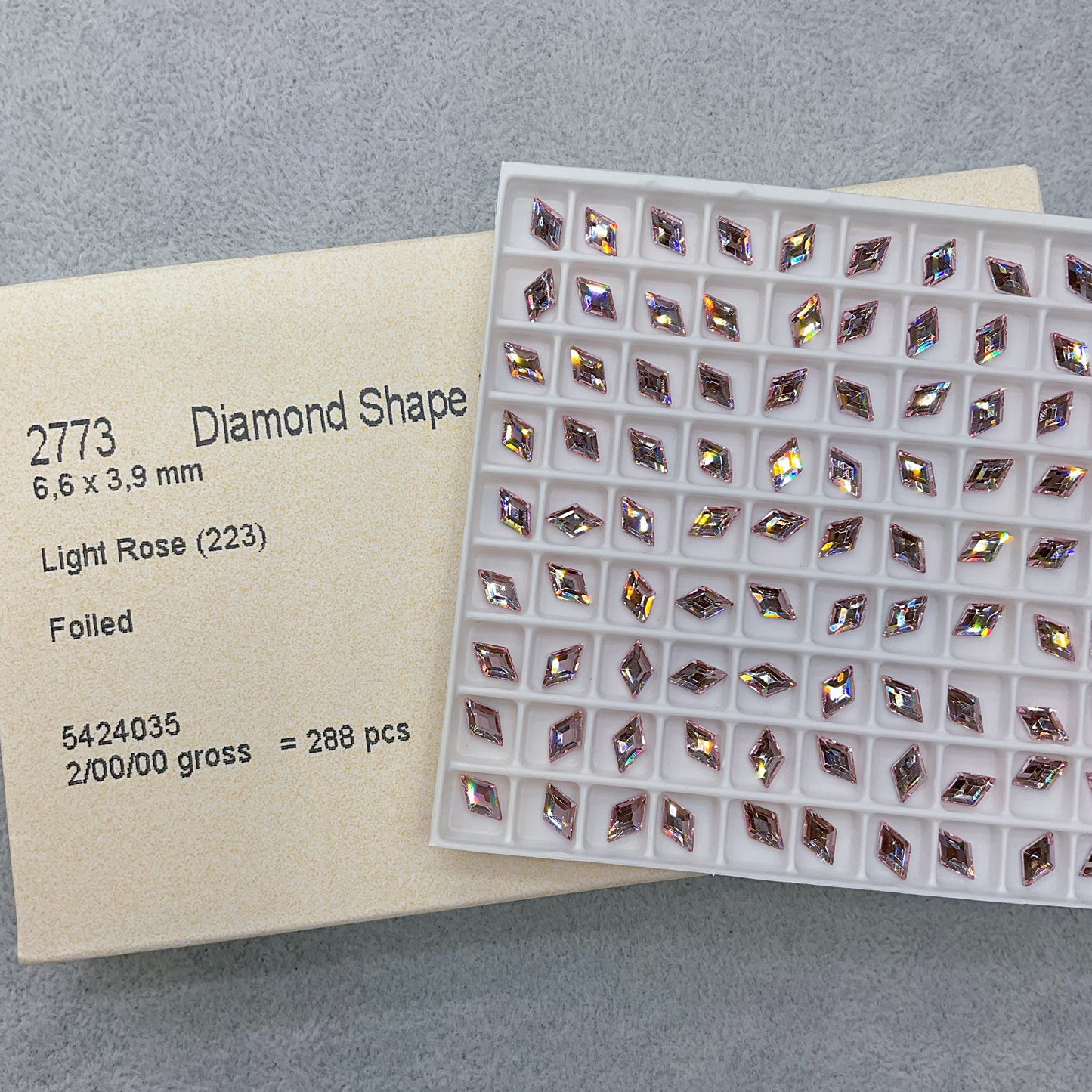 6.6*3.9mm Diamond Shape Flat Back Light Rose (223)