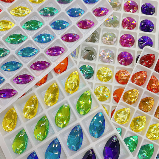 High Quality Sew-On K9 Crystal Mixed Colors