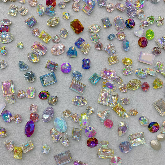 6-14mm AB Coated Mix High Quality Pointed&Foiled Back K9 Crystal