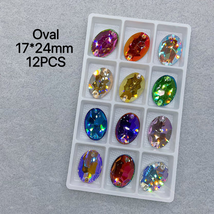 High Quality Sew-On K9 Crystal Mixed Colors