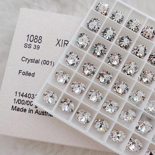 SS39 Crystal 001 Swarovski 1088 XIRIUS Chaton Foiled & Pointed Back